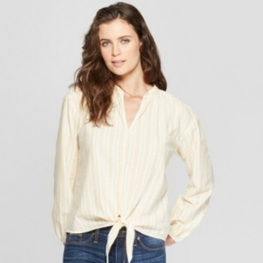 Universal Thread Top Yellow White Stripe